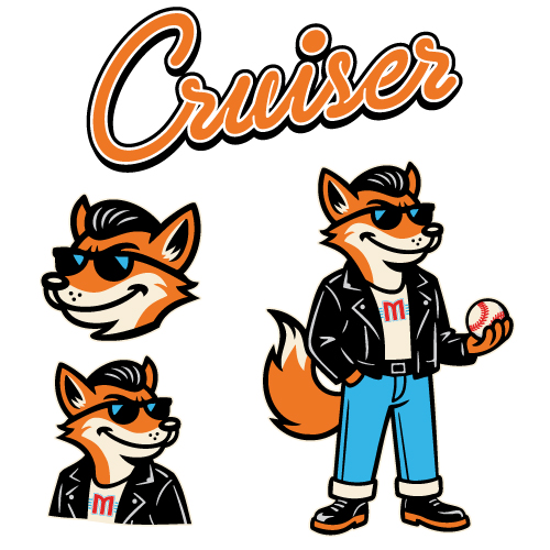 Cruiser the Fox, the Modesto Roadsters mascot